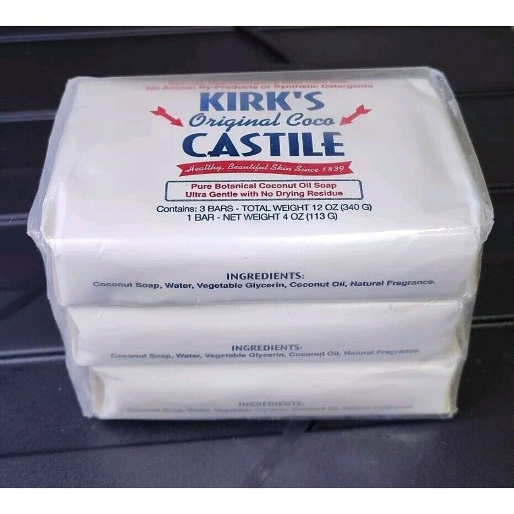 Kirk's Castile Original Coco Coconut Oil Soap 4oz Pack Of 3 NEW
